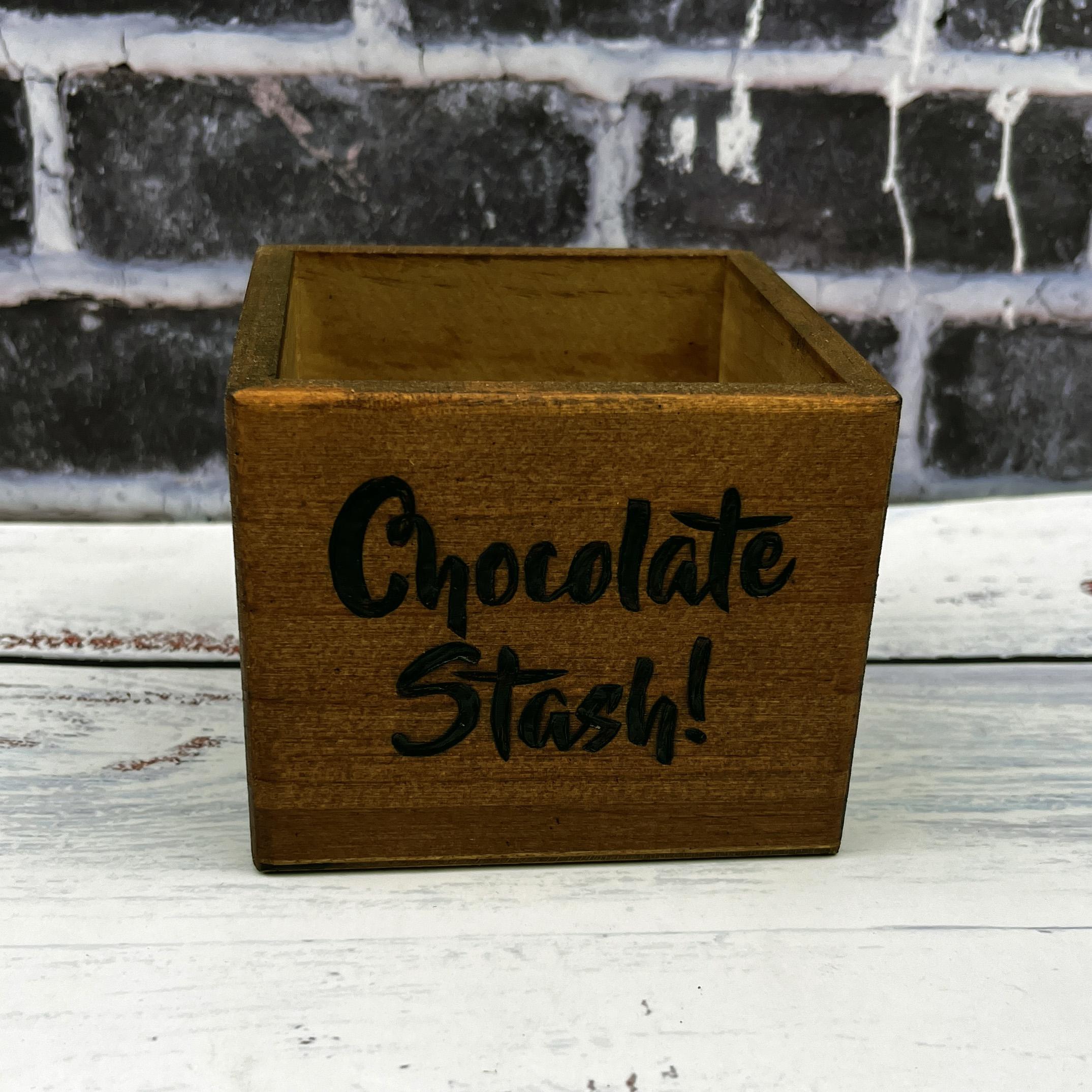 chocolate stash wooden storage box