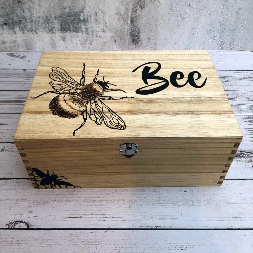 Bee wooden keepsake memory storage box