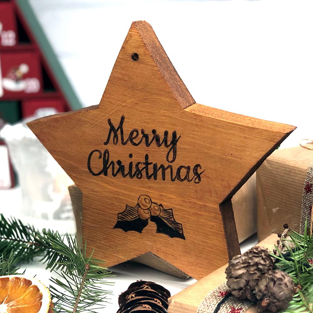 wood festive star