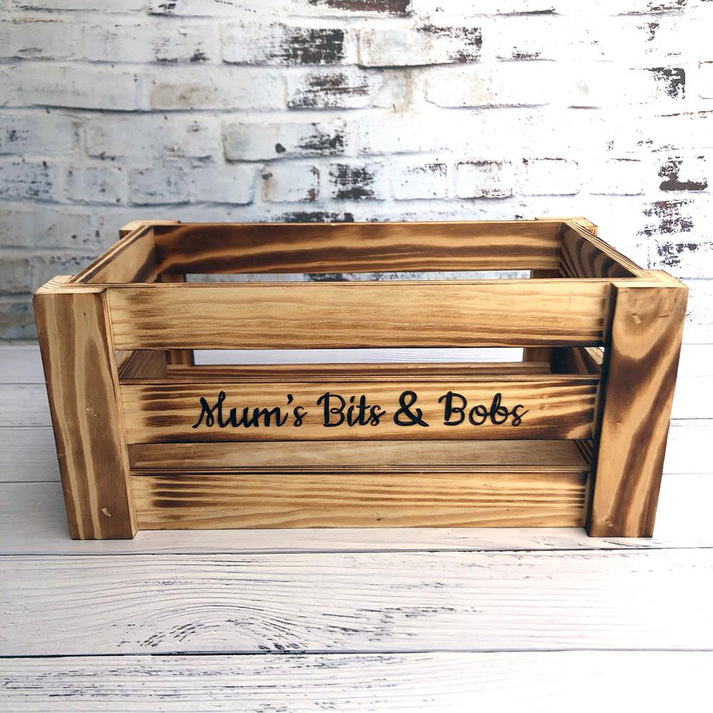 Mum's Bits & Bobs wooden storage crate