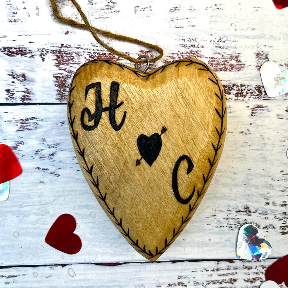personalised wooden heart for 5th anniversary