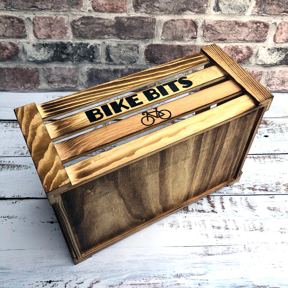 wooden crate for bike bits