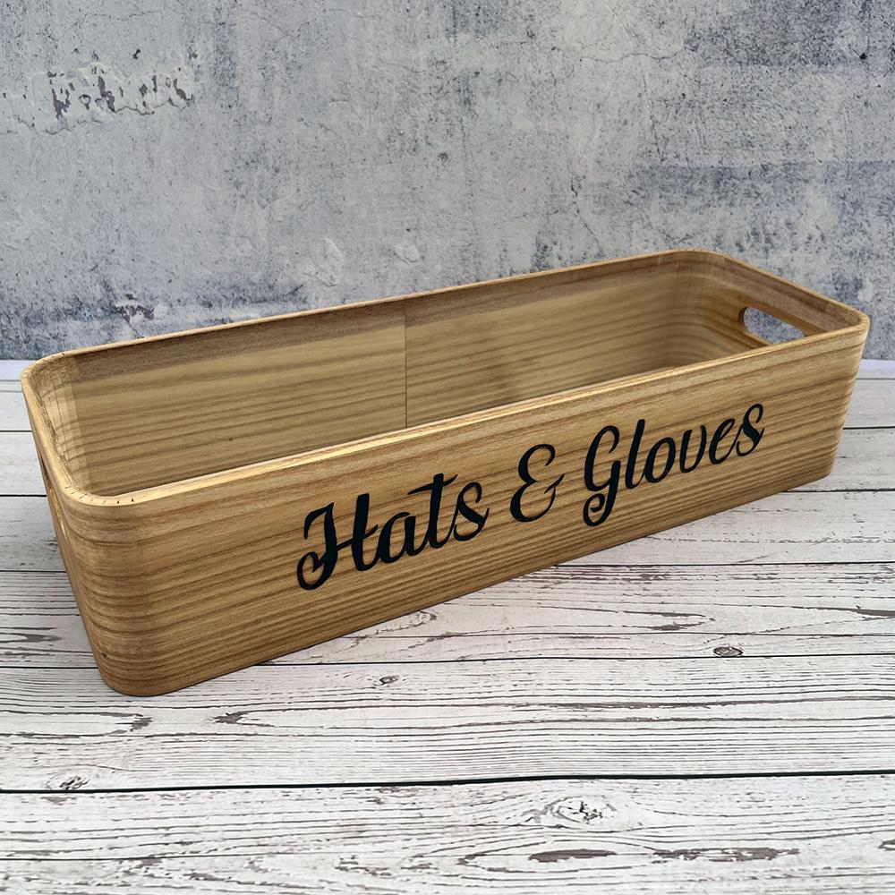 rustic hat and glove wooden storage box