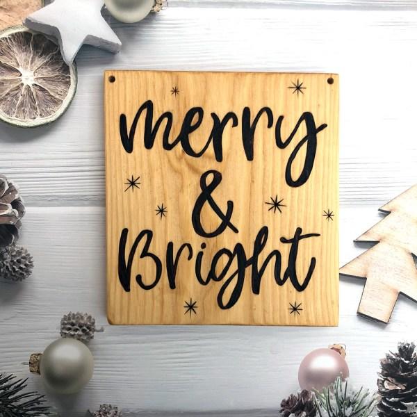 merry & bright christmas sign