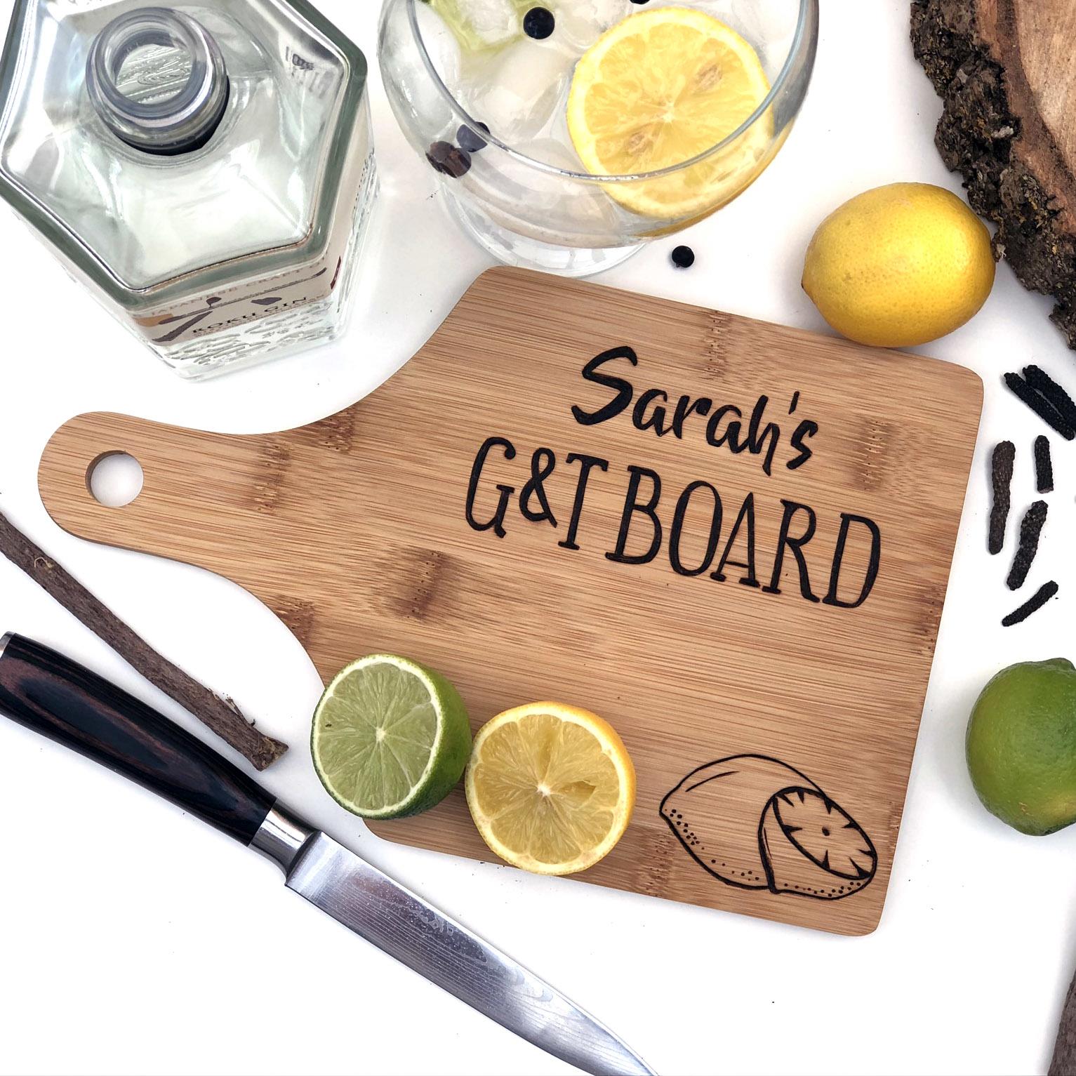 personalised wooden gin board