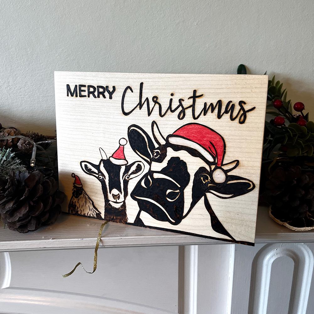 Christmas Animals Wooden Plaque