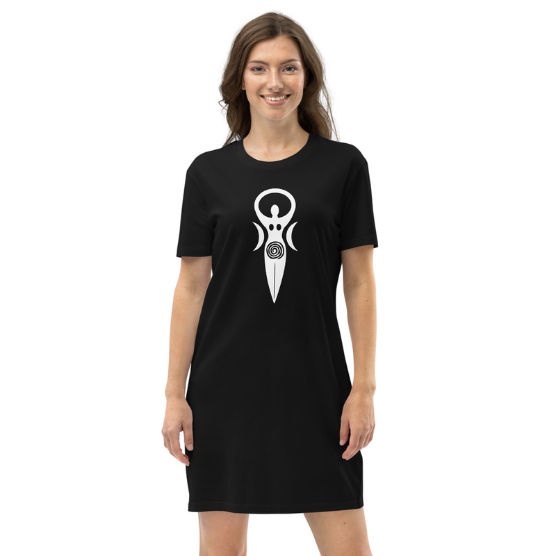 Black Moon Goddess Organic Cotton T-Shirt Dress