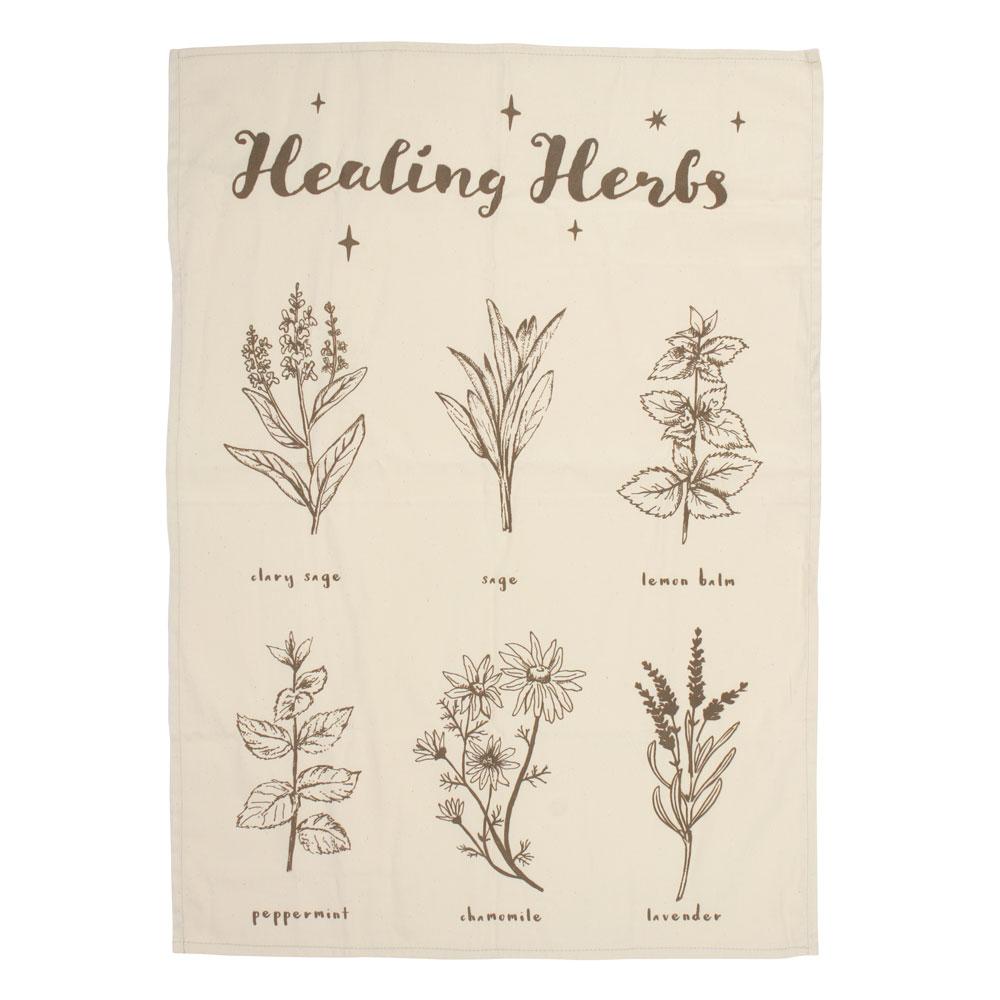 Healing Herbs Green Witch Tea Towel