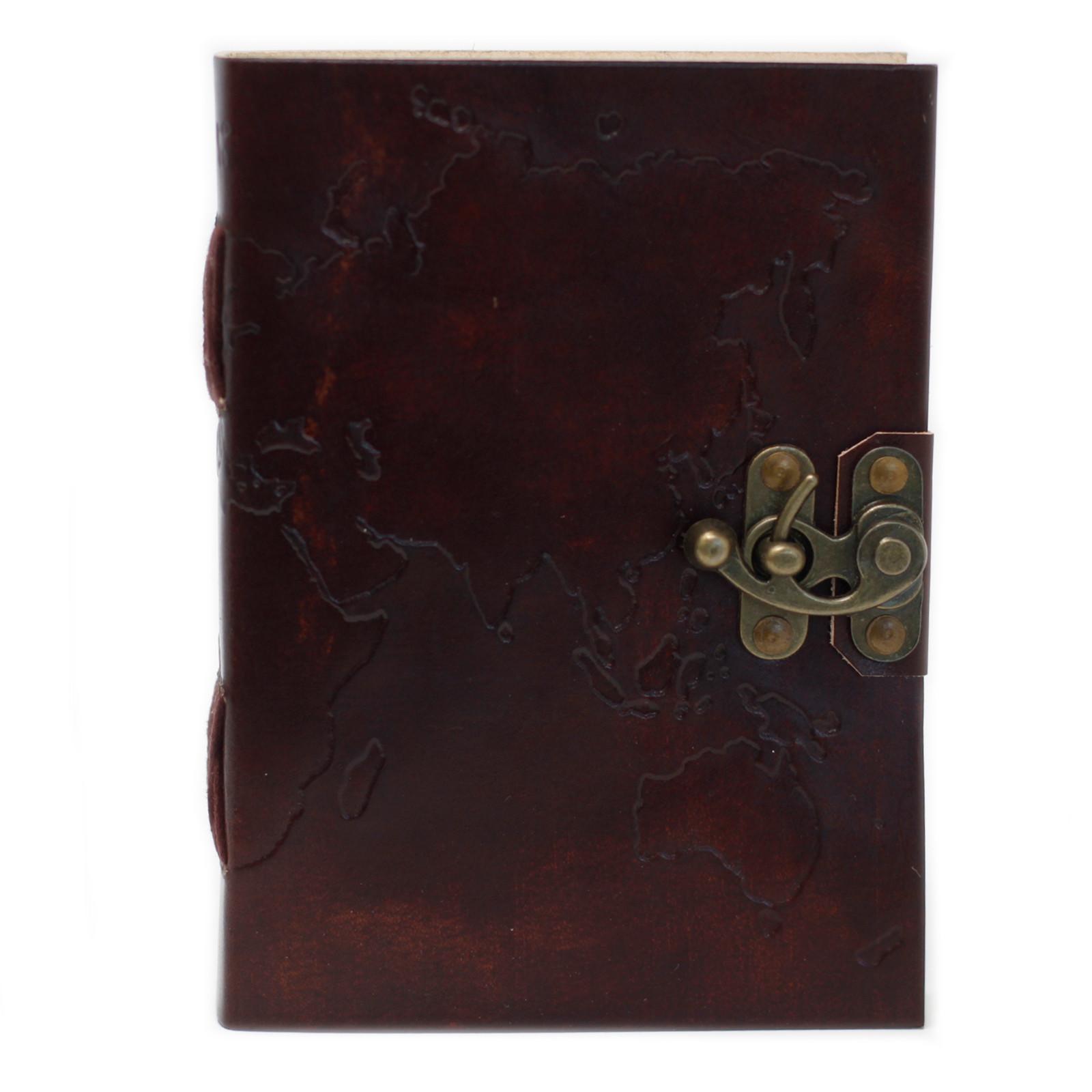Leather Bound World Map Journal