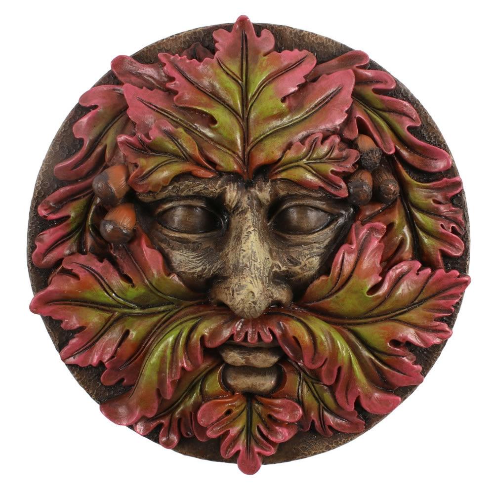 Green Man Round Face Wall Plaque