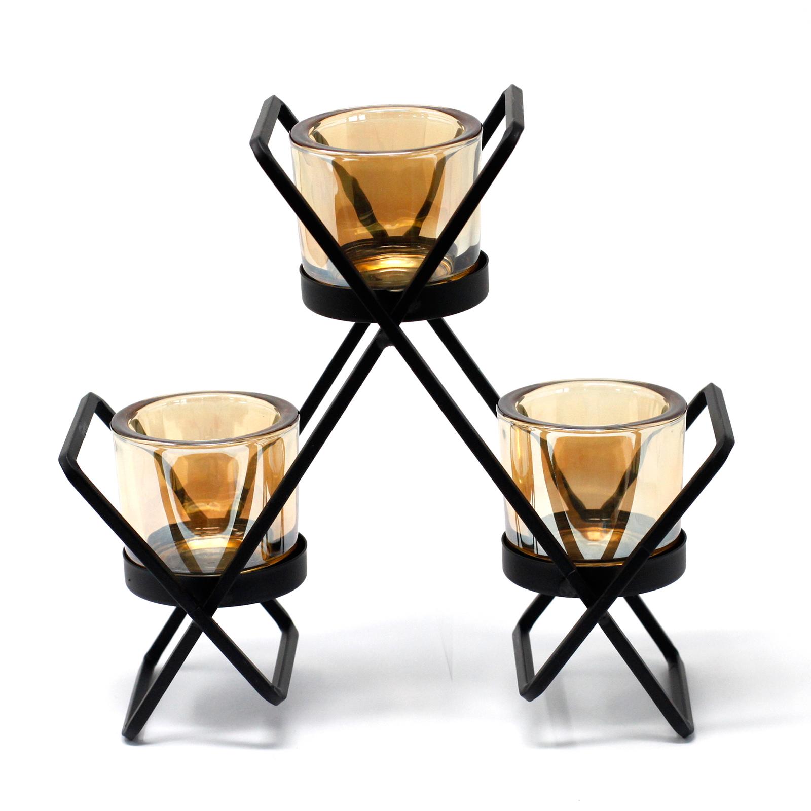Iron Votive Candle Holder - 3 Cup Triangle