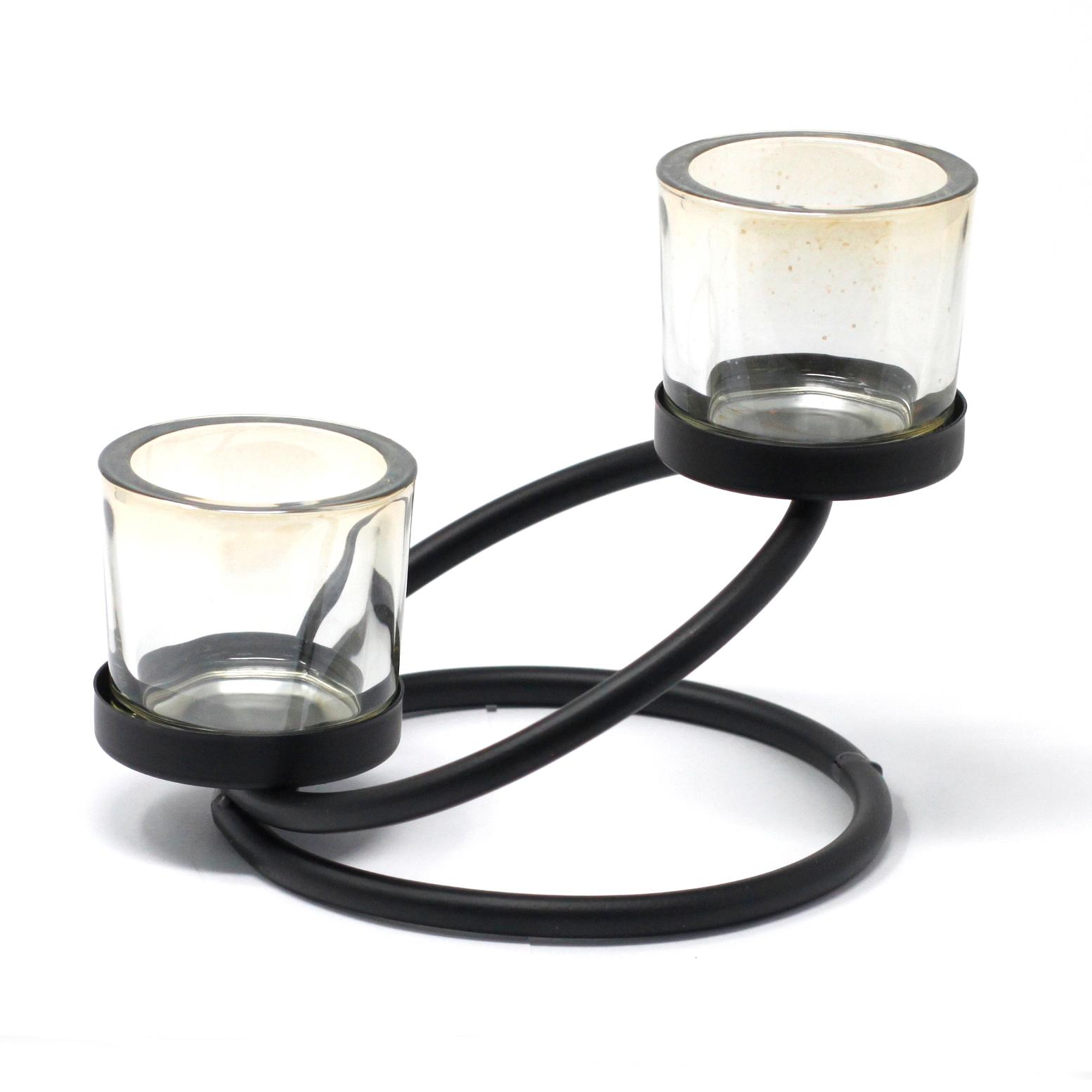 Centrepiece Iron Votive Candle Holder - 2 Cup Triangle
