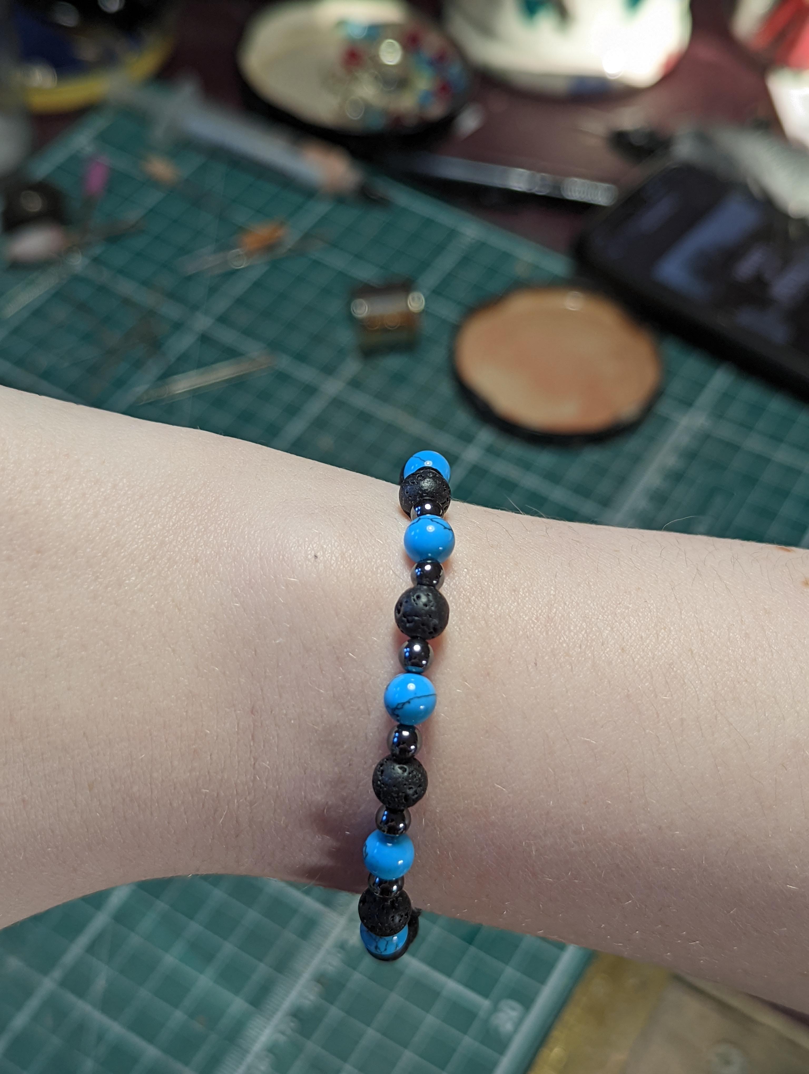 Turquoise and Haematite Stacker Bracelet