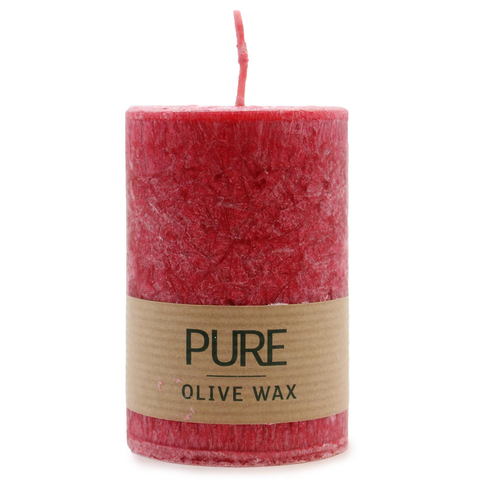 Vegan-Friendly Pure Olive Wax Candle 90x60 - Red