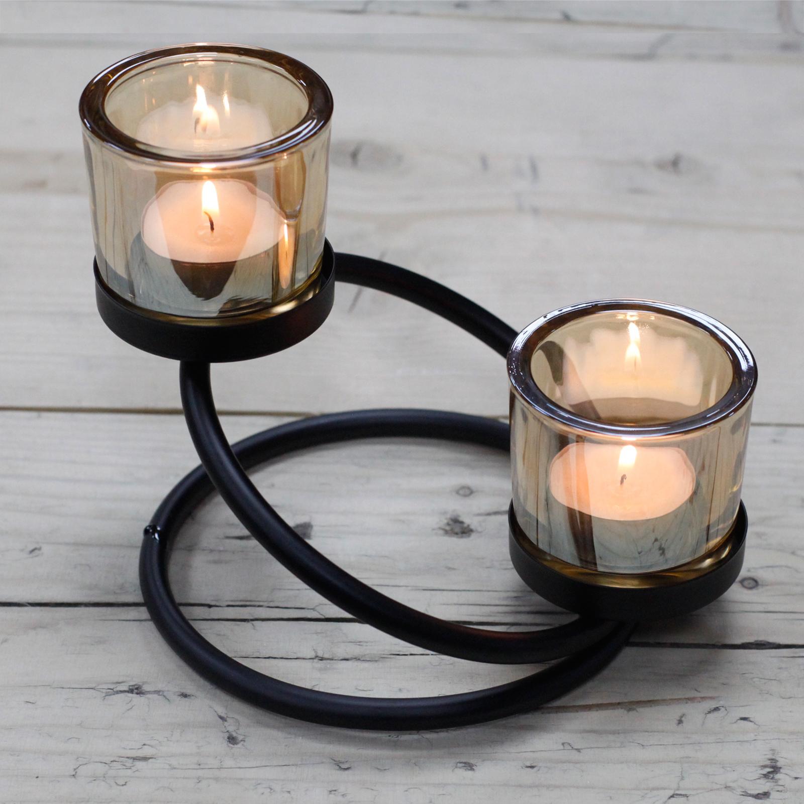 Centrepiece Iron Votive Candle Holder - 2 Cup Triangle