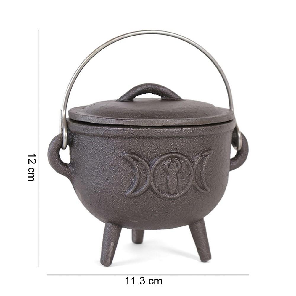 11cm Cast Iron Cauldron with Triple Moon Design