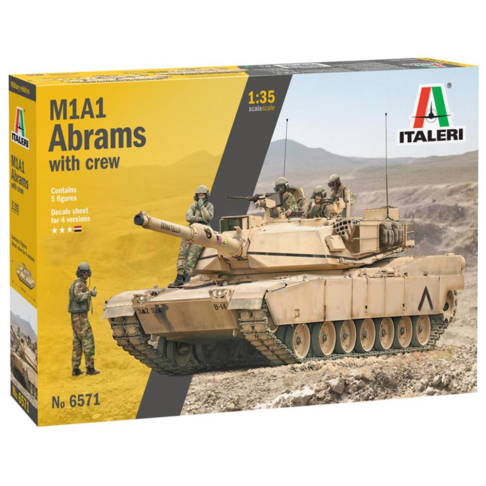 Italeri M1A1 Abrams with Crew Tank Model Kit (Scale 1:35)