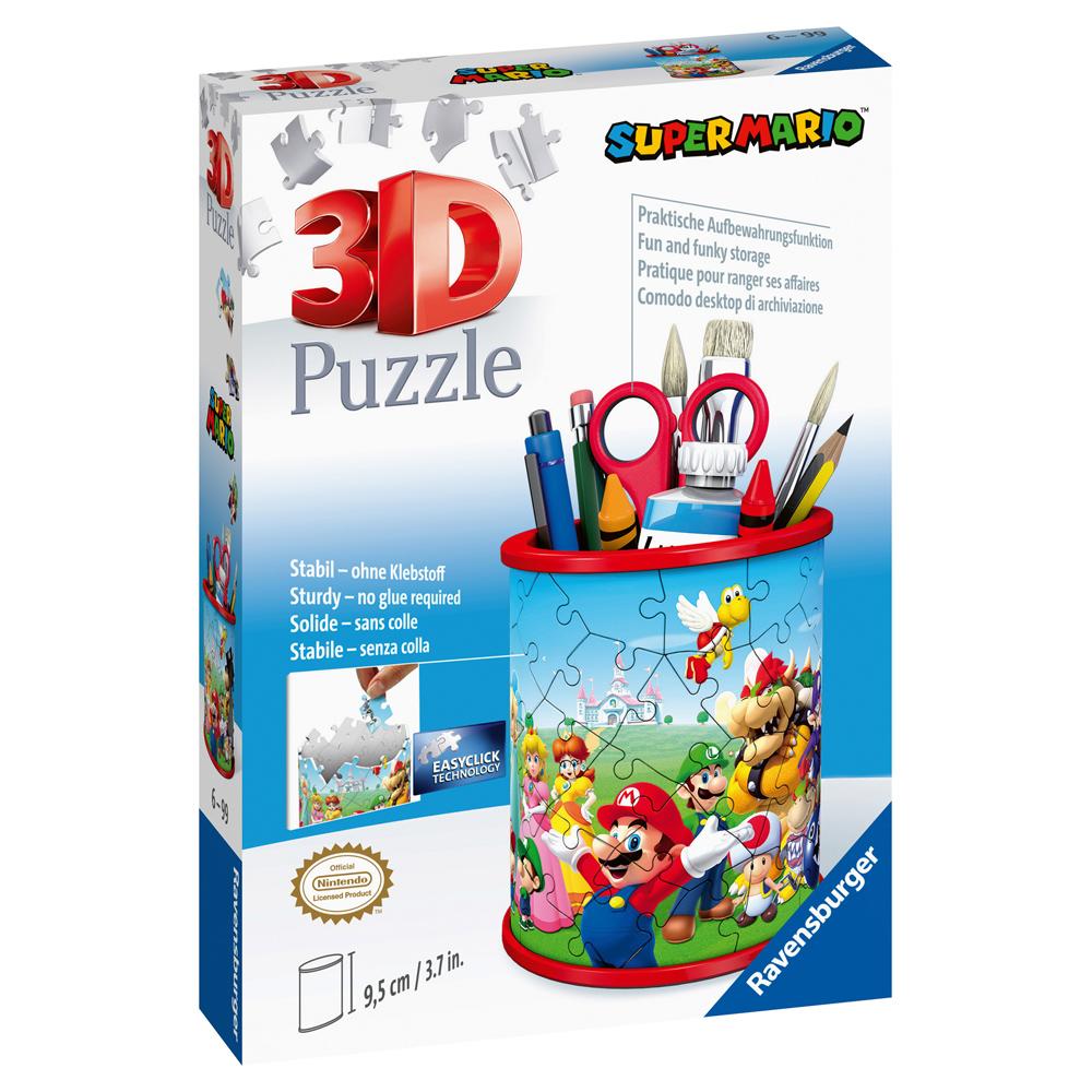 View 3 Ravensburger Super Mario 54 Piece Pencil Holder 3D Jigsaw Puzzle 11255