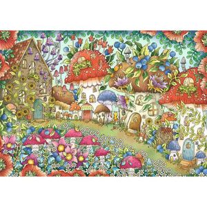 View 2 Ravensburger Floral Mushroom Houses 1000 Piece Jigsaw Puzzle 16997