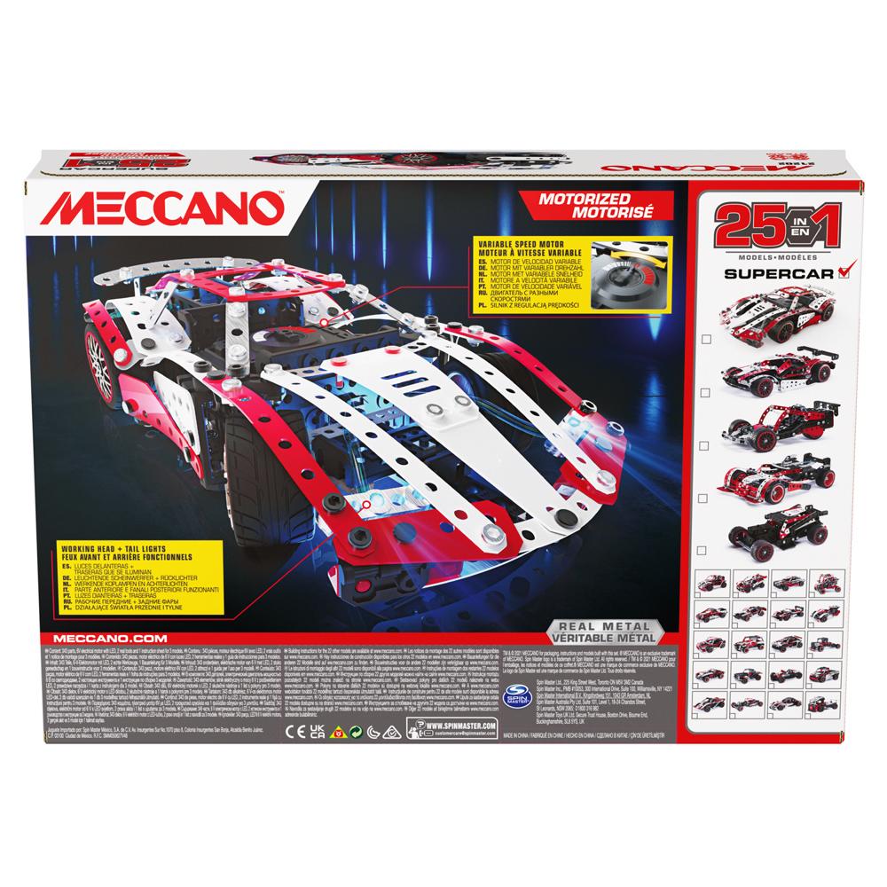 View 5 Meccano Supercar 25 in 1 Model Building Set with Working Lights for Ages 10+ 6062054