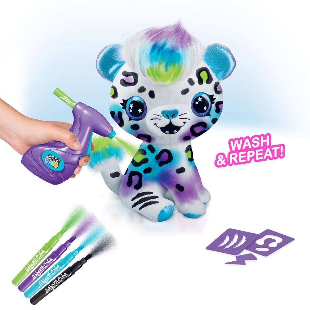 View 2 Airbrush Plush Wild Cat Paintable Soft Toy with Stencils Creative Set Ages 6+ AIR003
