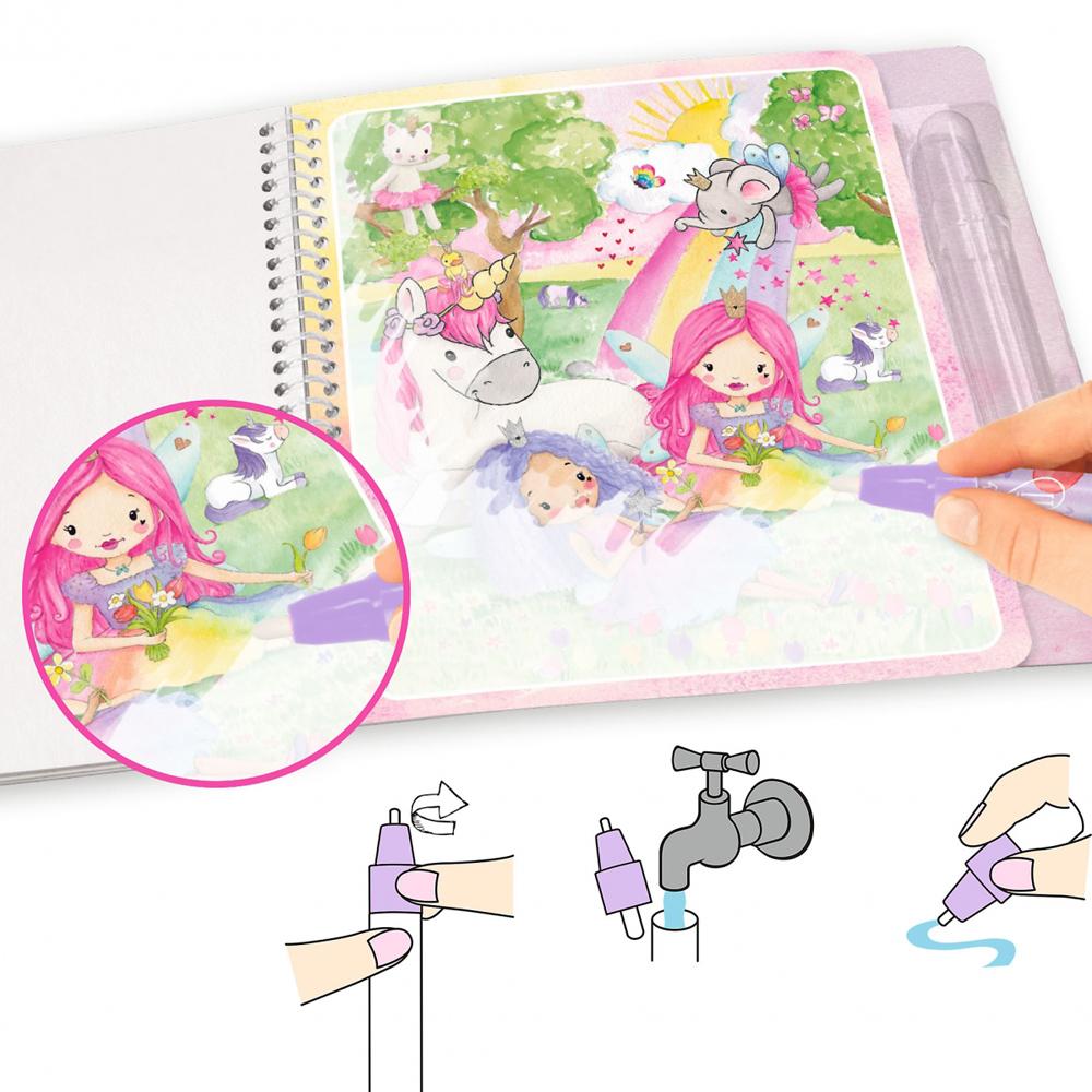 View 3 Depesche Princess Mimi Aqua Magic Colouring Book with Water Pen Ages 4+ 12096_A