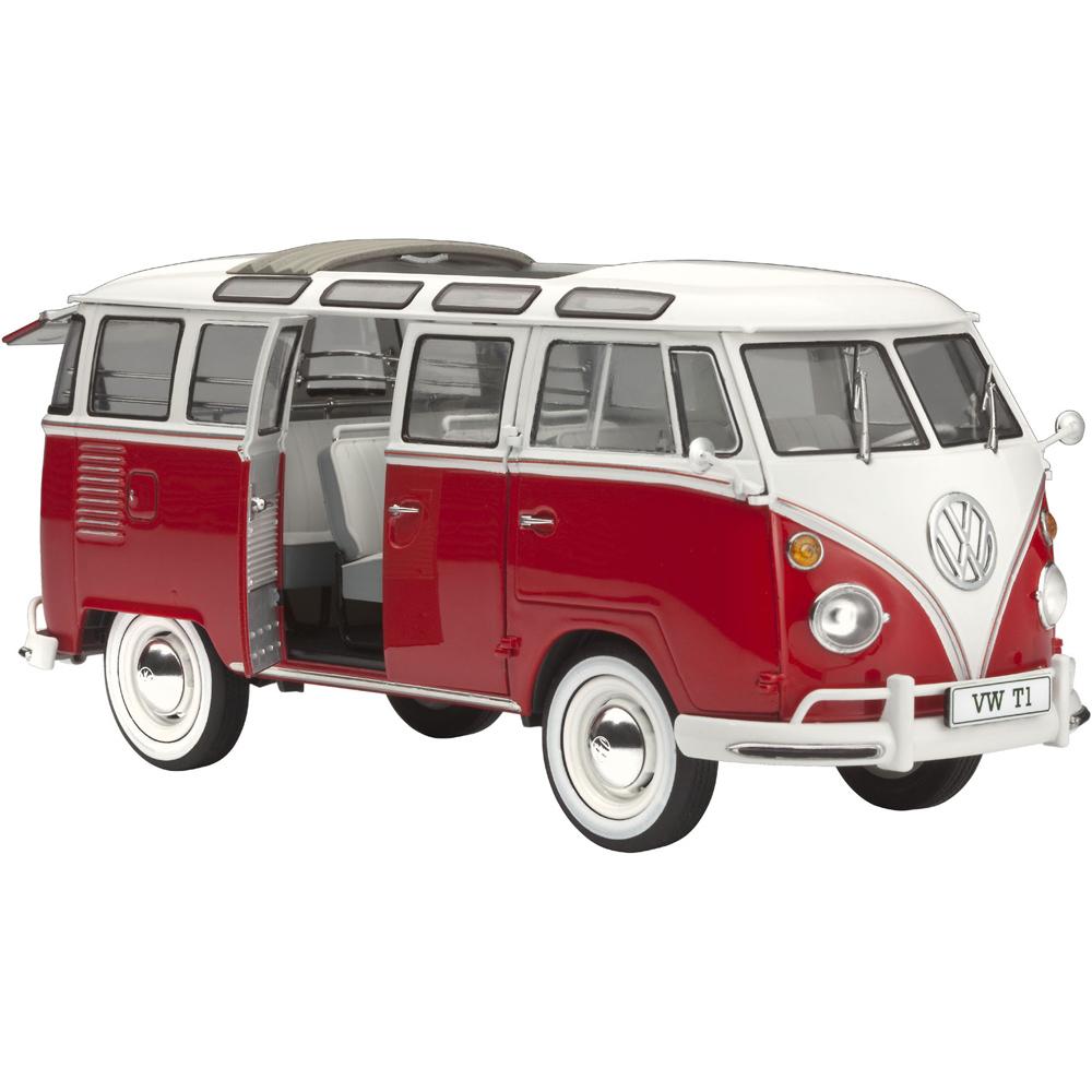 View 2 Revell Volkswagen T1 Samba Bus Campervan Plastic Model Kit Scale 1/24 RV07399