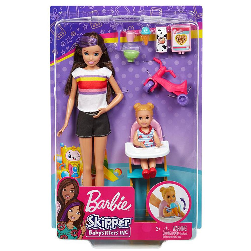 Barbie Skipper Babysitters Inc Doll FEEDING SET with STRIPED T-SHIRT BARBIE GHV87
