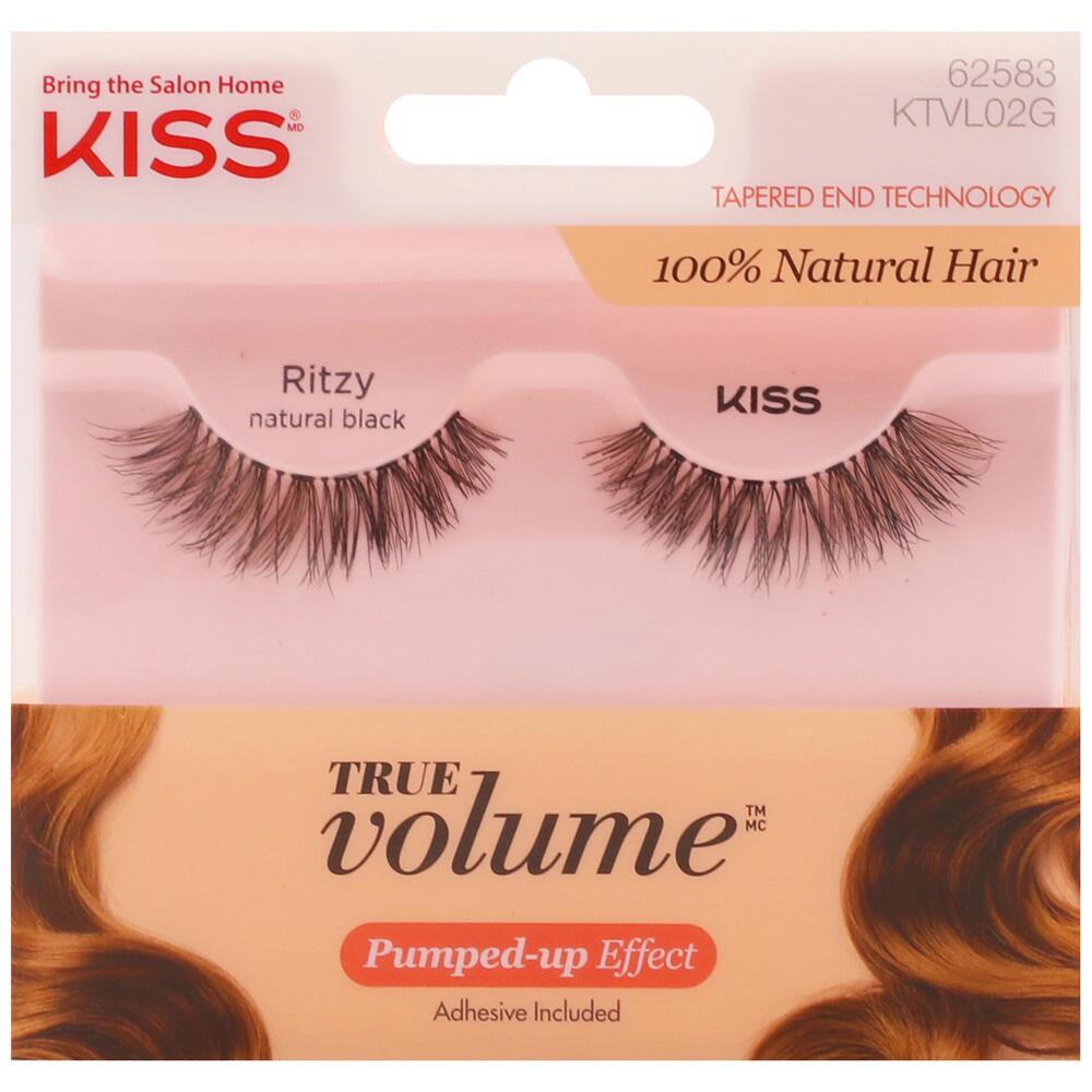 KISS True Volume Pumped Up Effect Artificial Eyelashes Ritzy Natural Black Style KTVL02G