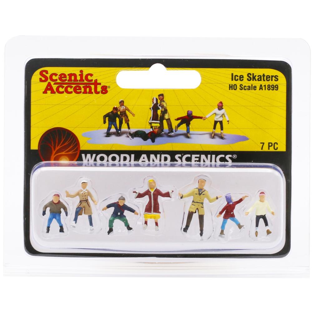 Woodland Scenic Accents Ice Skaters Figure Set 7 Piece for H0 Scale A1899