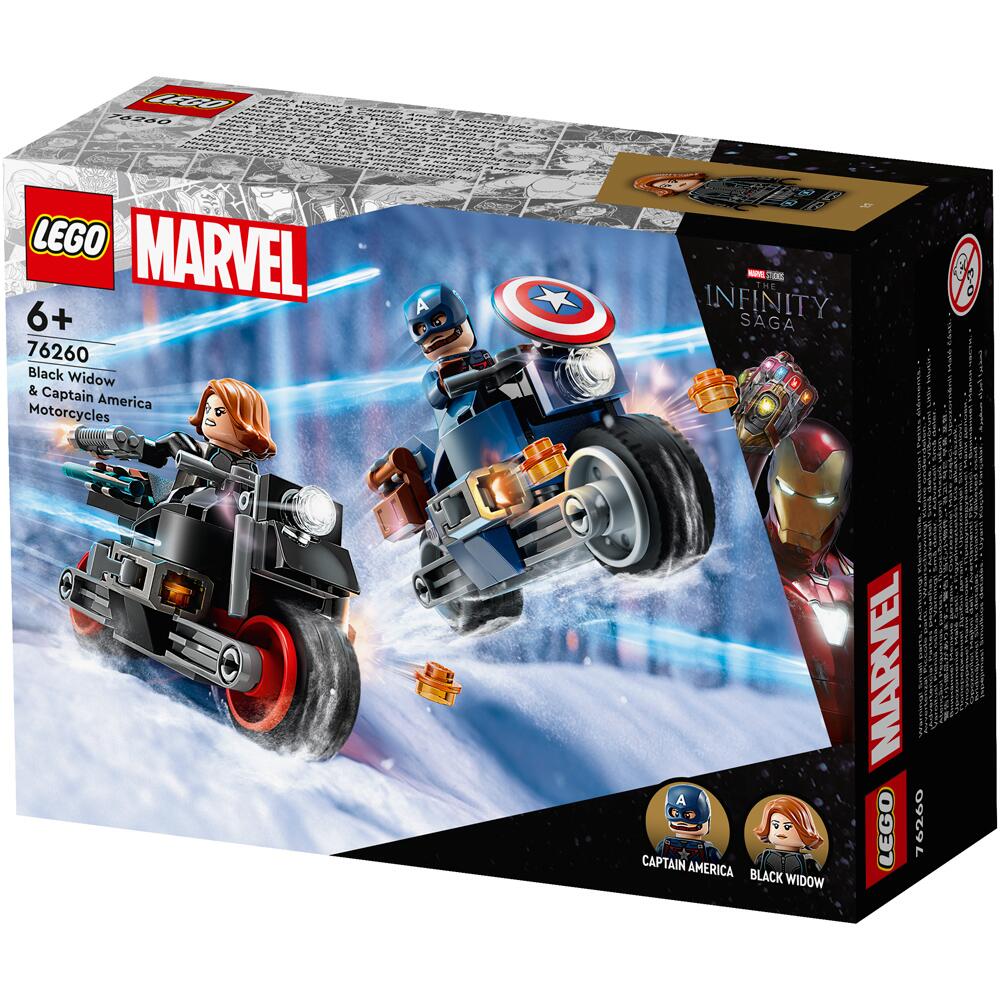 LEGO Marvel Black Widow & Captain America Motorcycles Set 76260 Age 6+ 76260