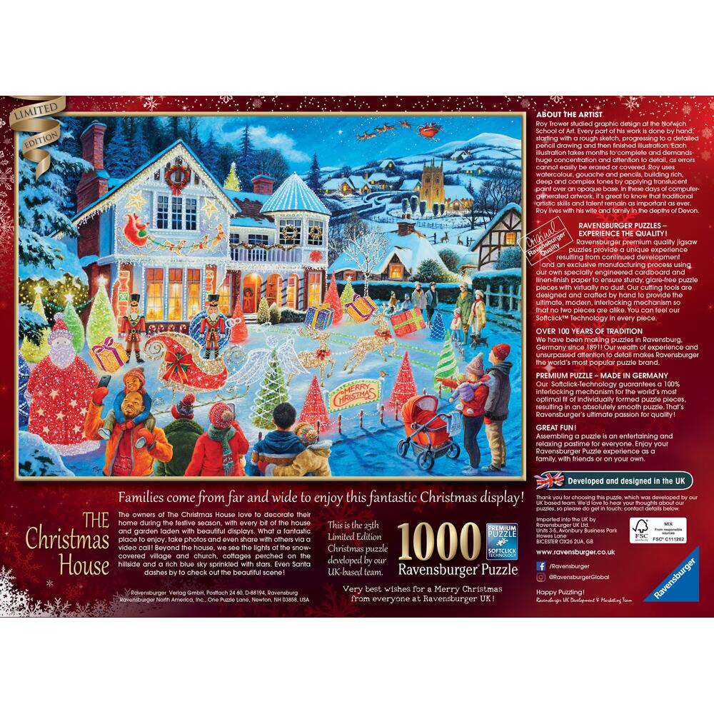 View 3 Ravensburger Limited Edition The Christmas House 1000 Piece Jigsaw Puzzle 16849