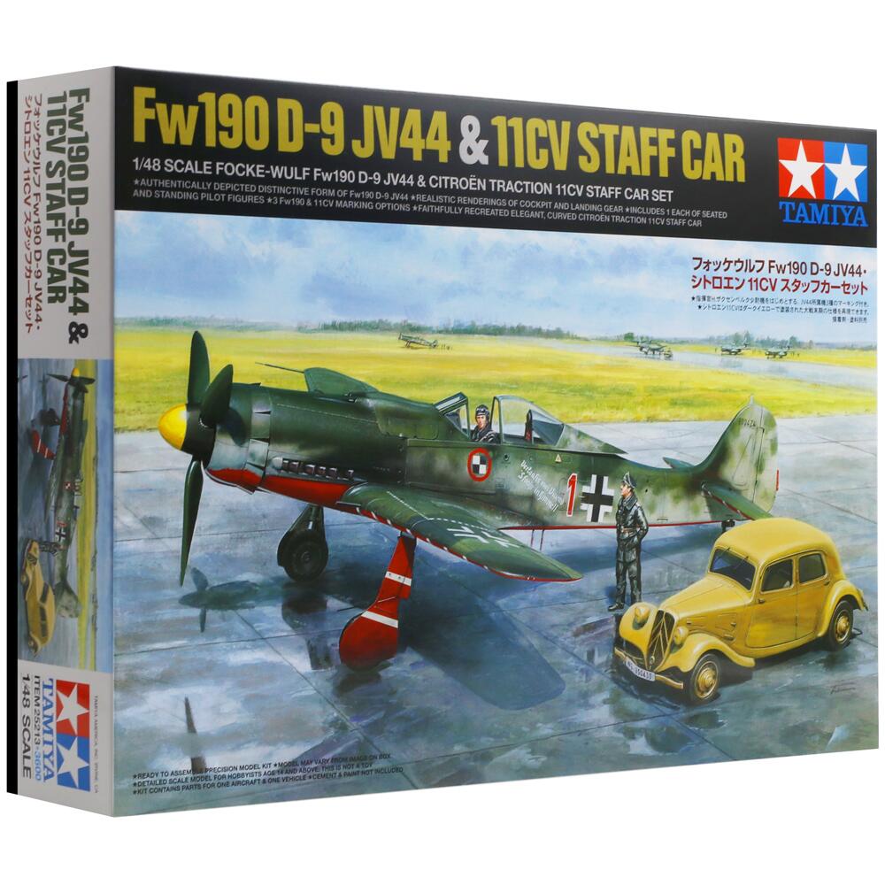 Tamiya Focke Wulf FW190 D-9 JV44 & Citroen 11CV Staff Car Model Kit 1/48 25213