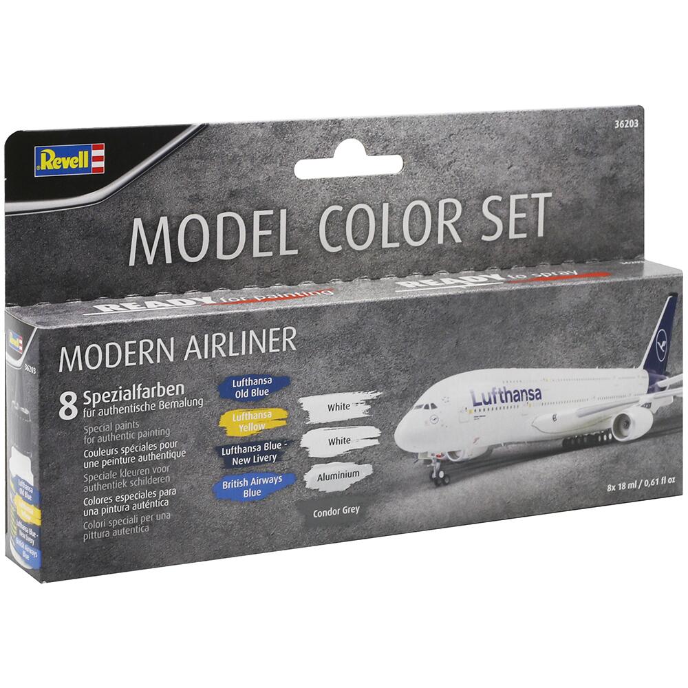 Revell Model Colour Acrylic Paint Set MODERN AIRLINER 8 x 17ml 36203