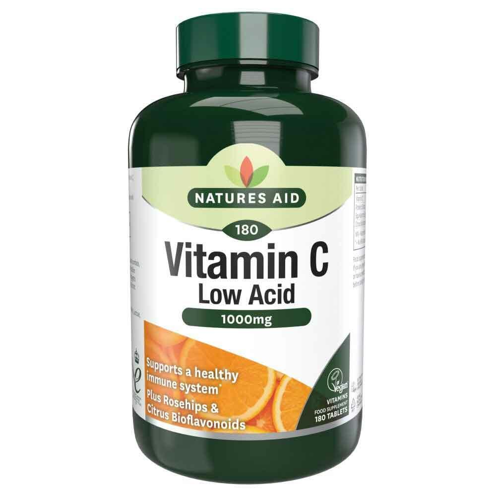 Natures Aid Low Acid Vitamin C 1000mg - 180 Tablets 13240