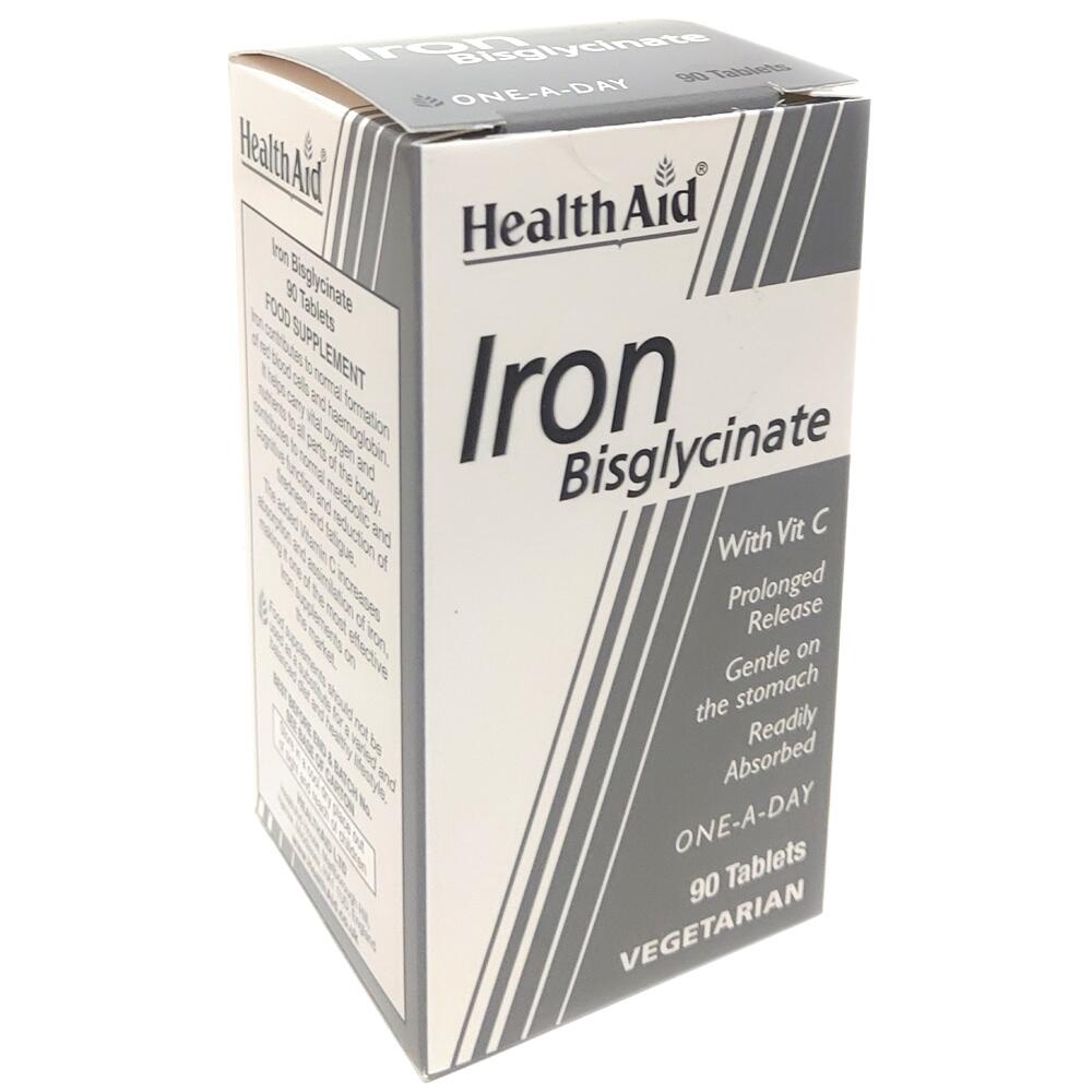 HealthAid Iron Bisglycinate with Vitamin C 90 TABLETS H02241