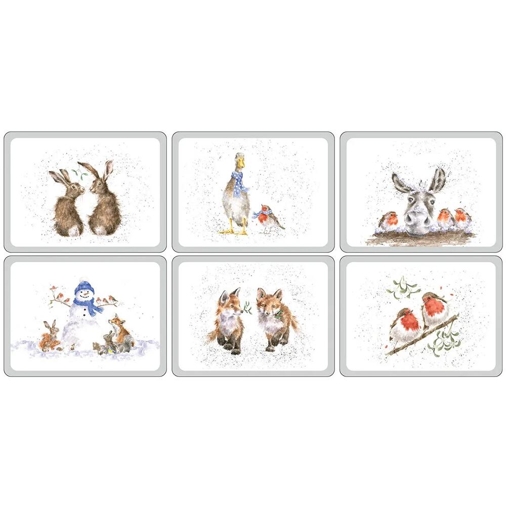 Toile Carrée Wrendale Designs Festive 20 Cm – Impression Noël Artisanale Hannah Dale