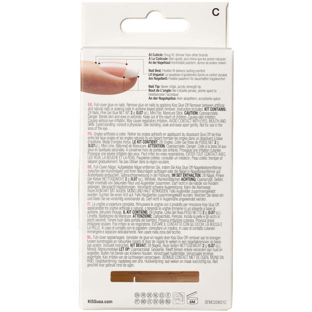 KISS Salon Acrylic French Nails Je T'aime Medium Length Pack of 28 with