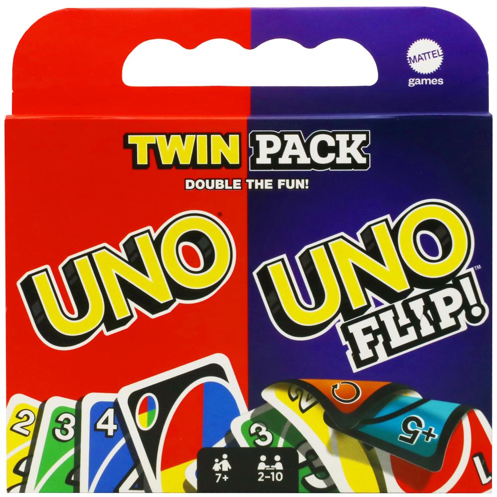 UNO Card Game Flip Twin Pack Set with House Rules for 2-10 Players GDR44