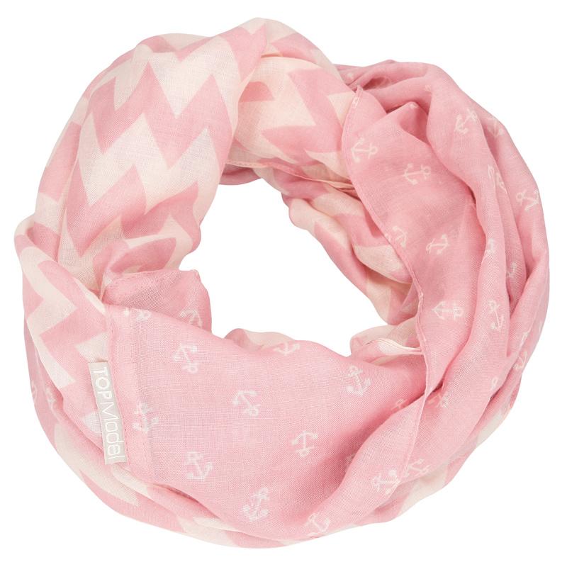 Depesche TOPModel Loopscarf, Pale Pink with White Anchors 8793_A