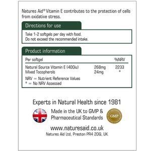 View 2 Natures Aid Vitamin E 400iu - 60 Softgels 18630