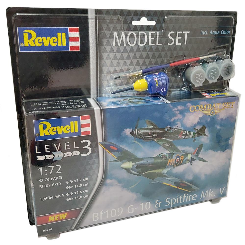 Revell Combat Set Bf109 G-10 & Spitfire Mk.V Model Set Scale 1:72 63710