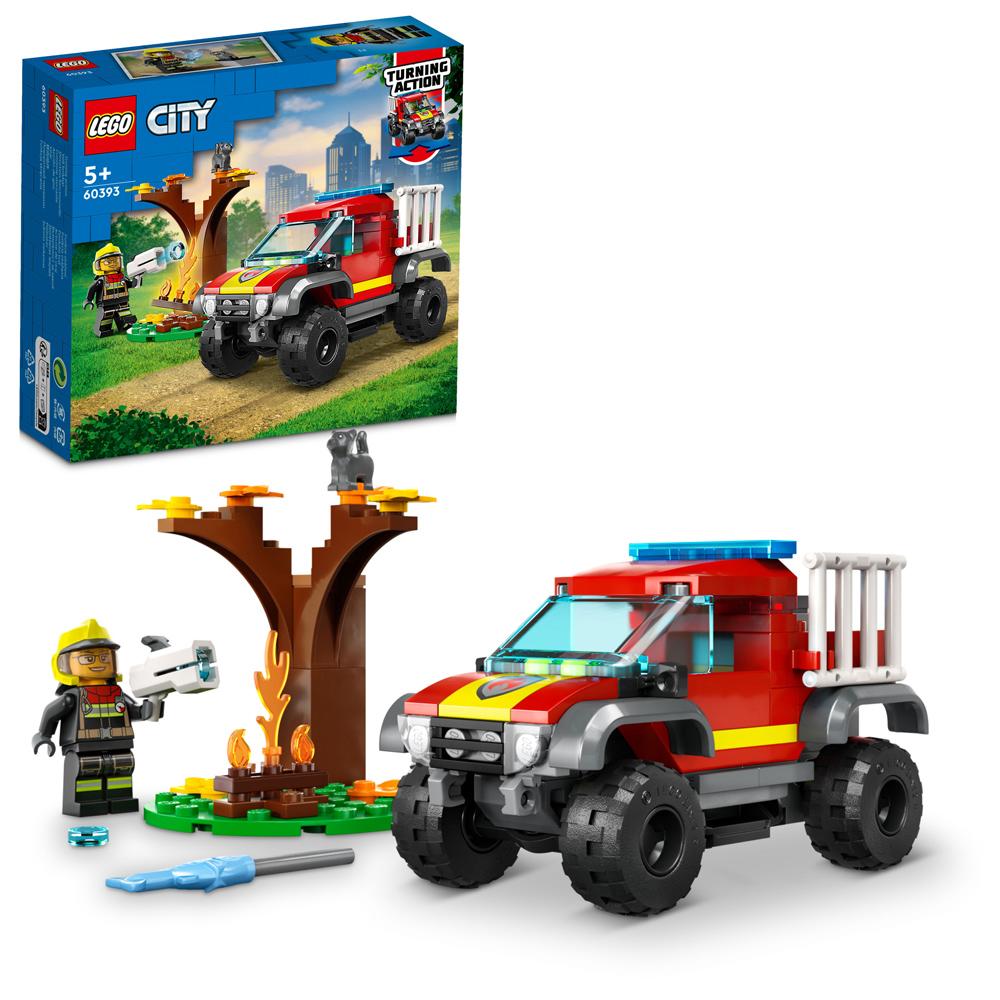 View 3 LEGO City 4x4 Fire Engine Rescue Building Set Toy 97 Piece  for Ages 5+ 60393