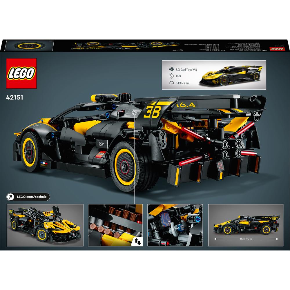 View 4 LEGO Technic Bugatti Bolide Sports Car Construction Set Toy 905 Piece L42151