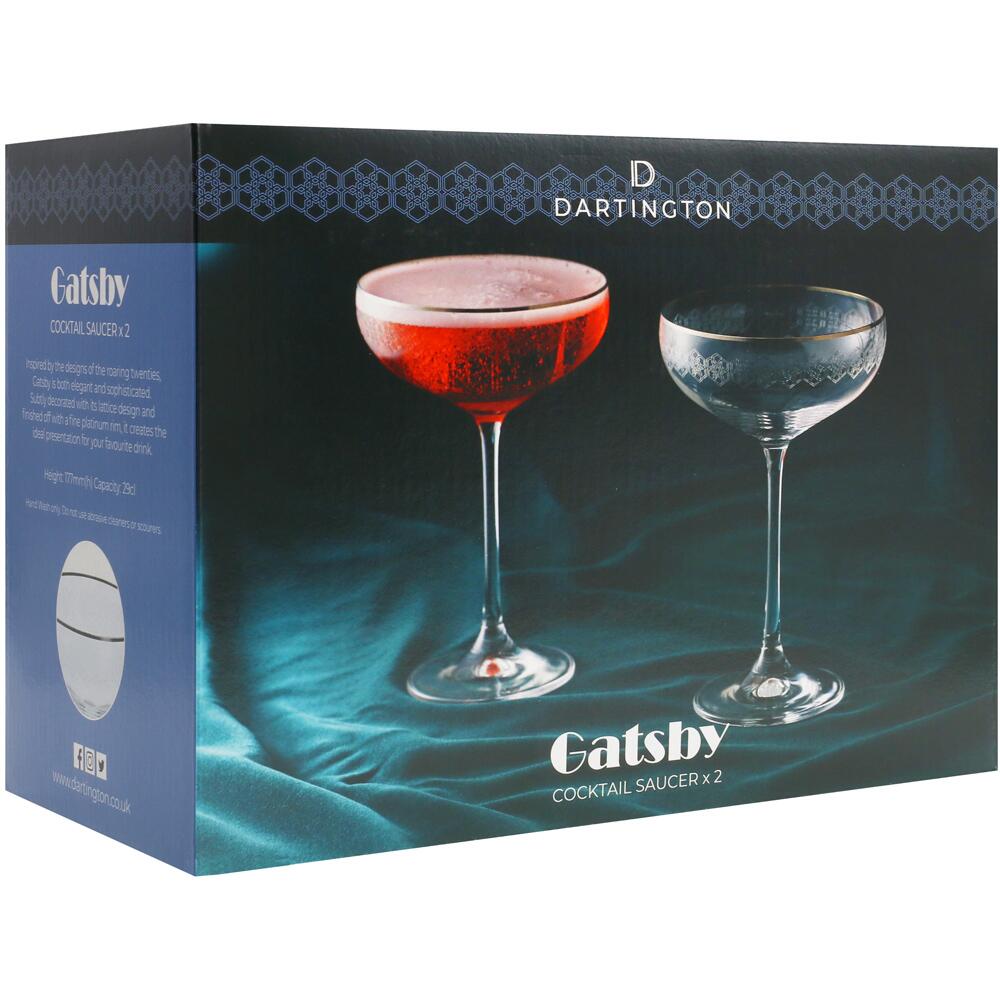 Dartington Gatsby Cocktail Saucer Glasses 290ml 18cm Tall Set of 2 GAT3562/3/P