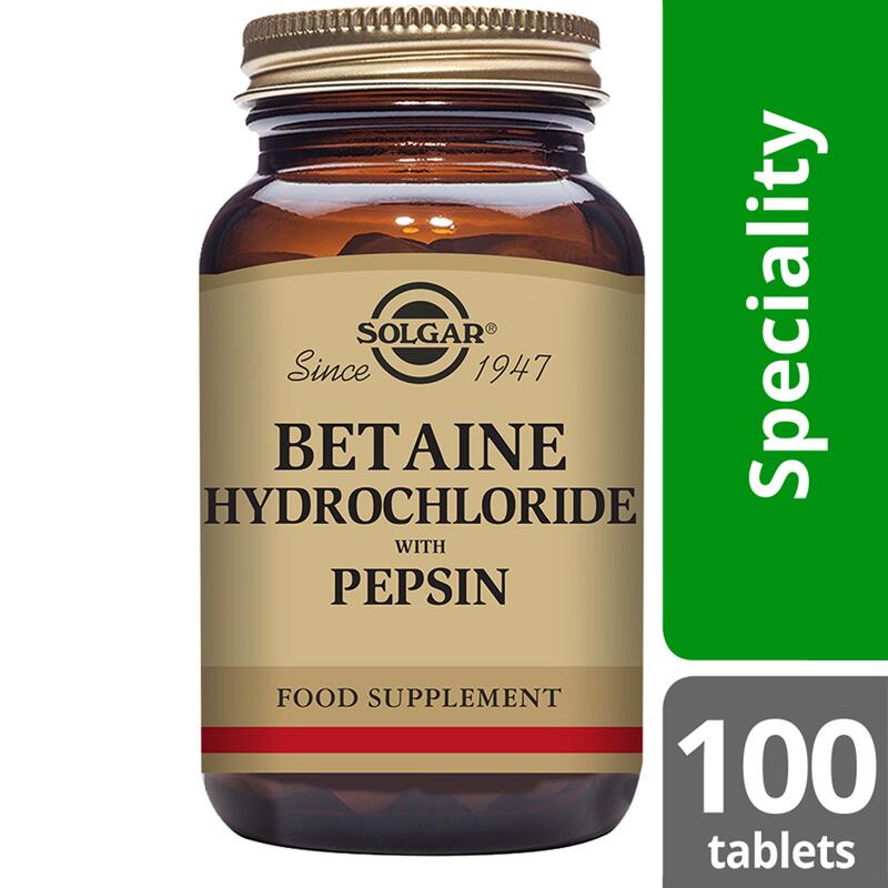Solgar Betaine Hydrochloride with Pepsin 100 TABLETS SOLE240