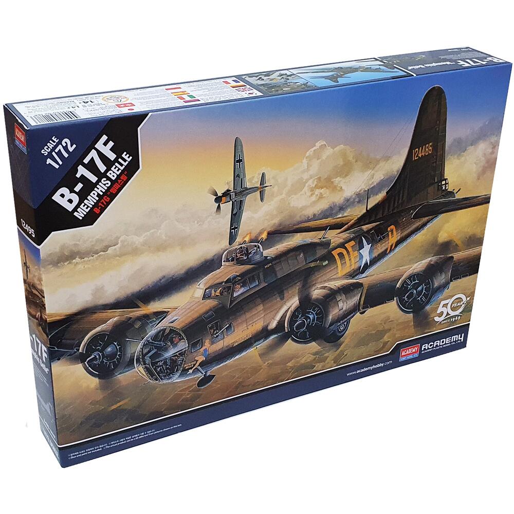 Academy B-17F Memphis Belle Military Bomber Aircraft Model Kit (Scale 1:72)