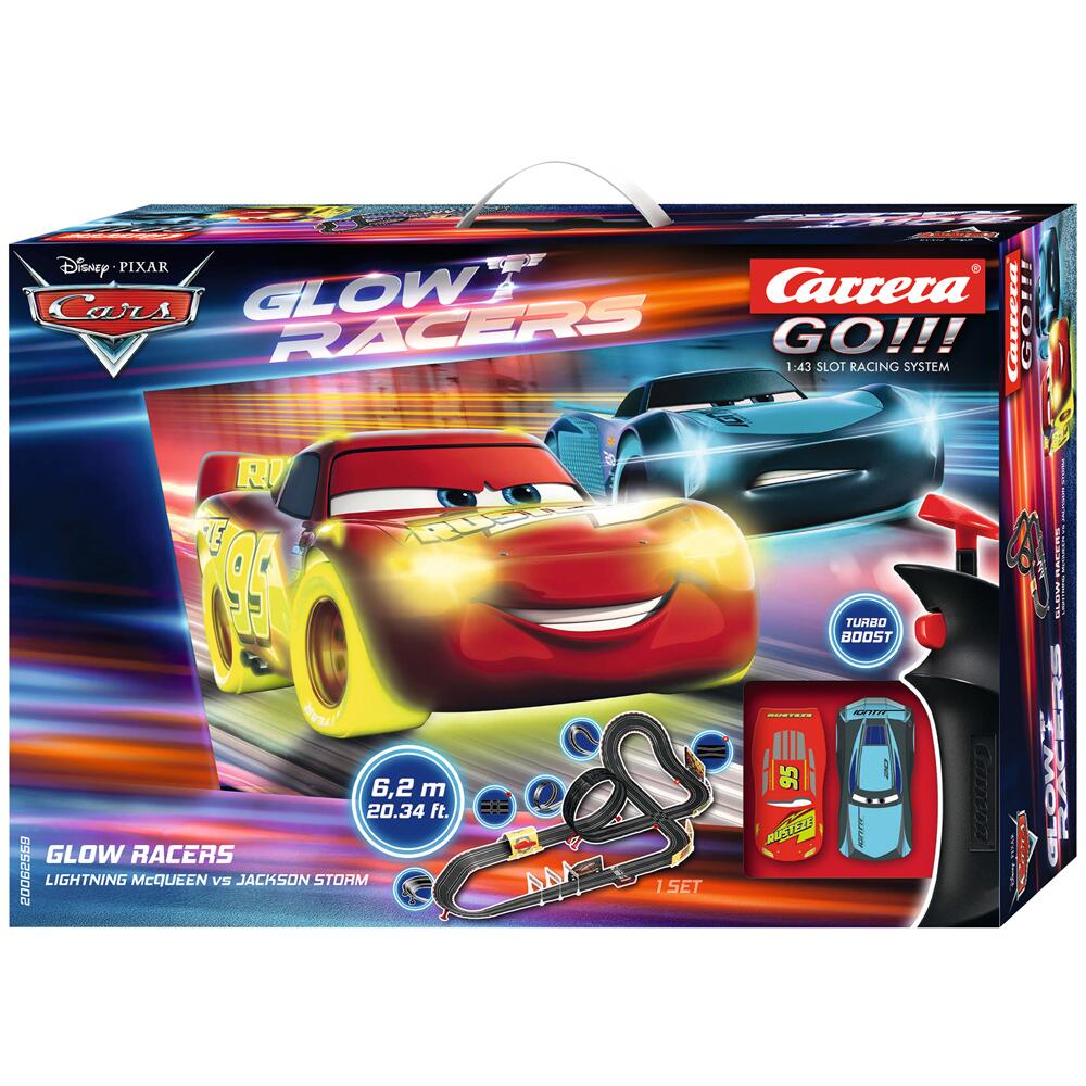 Carrera Go Cars Glow Racers Slot Car Race Set Disney Pixar Scale 1:43