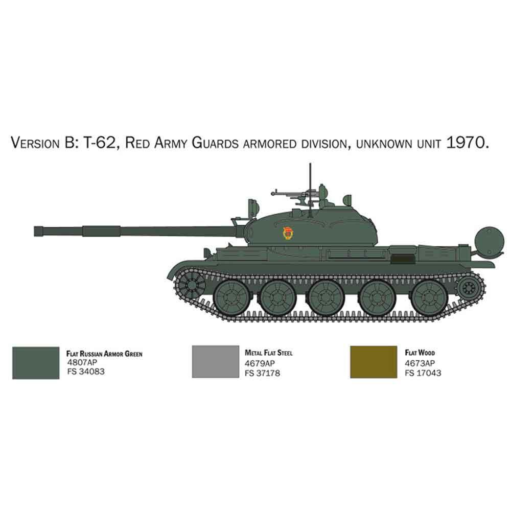 View 3 Italeri T-62 Russian Tank Model Kit Scale 1:72 7006