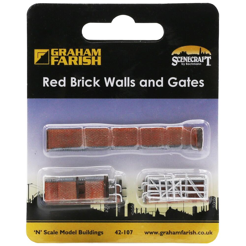 Scenecraft Graham Farish Red Brick Walls and Gates for Model Railway N ...